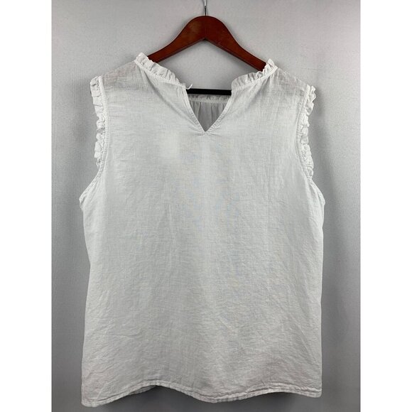 J.Crew White Ruffled Sleeveless Top Womens L - Picture 5 of 6
